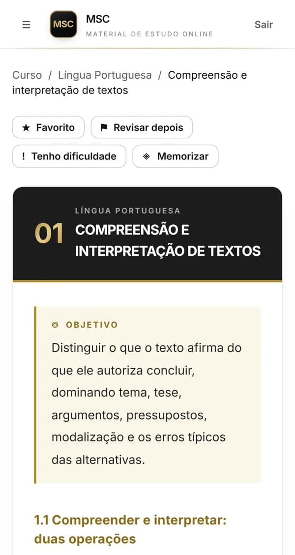 Aula interativa da MSC no celular